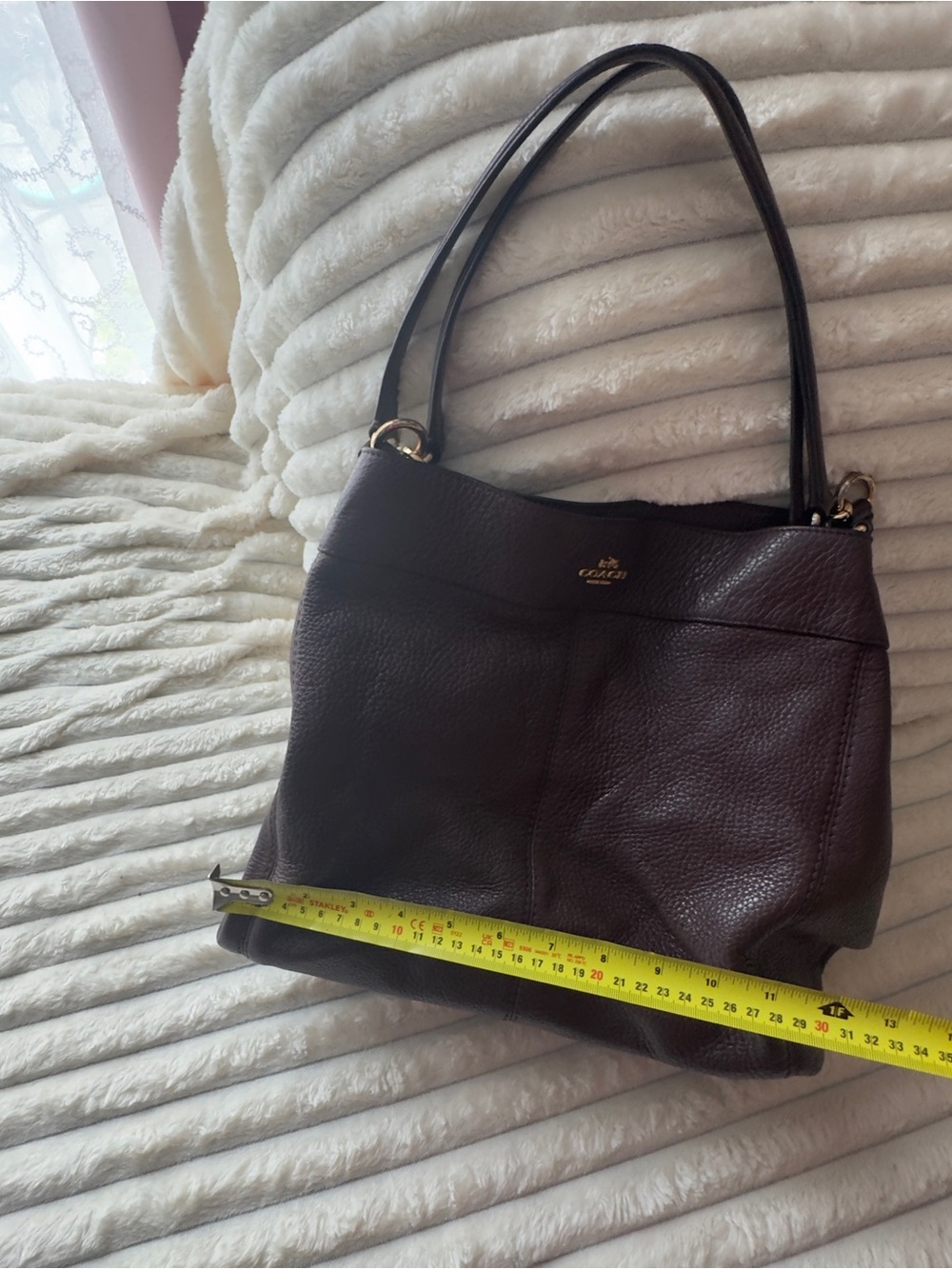 Coach Brown Pebbled Leather Hobo Shoulder Bag with Gold Hardware - Picture 7 of 11